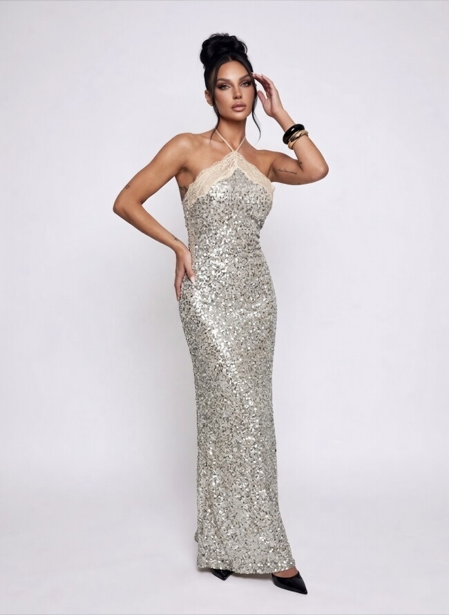 Maxi Halter Φόρεμα Παγιέτα