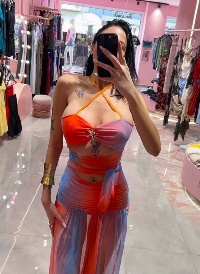 See Through Set Κορμάκι με Διάφανη Maxi Φούστα