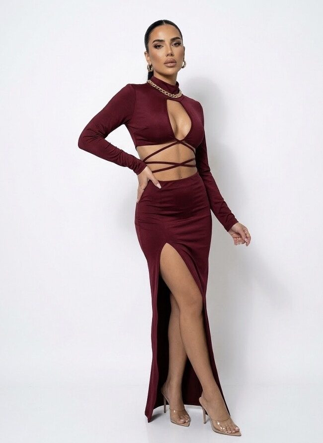 Σετ με Slim Fit Midi Φούστα και Crop top